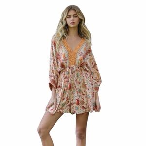 Floral Bohemian Dolman Sleeve Romper